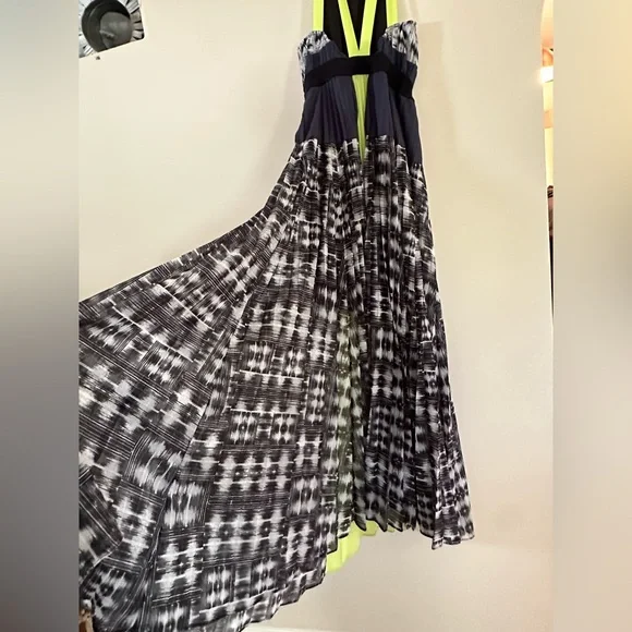 BCBG Constantine maxi dress - blue, green pleated - Picture 3 of 8